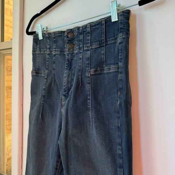 Free People Jayde Flare Jeans High Rise Bell Bottoms in Dark Wash Denim - Picture 5 of 12